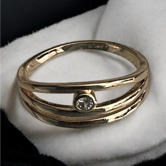 14K Gold Electroplated CZ Minimalist Ring - Picture 2 of 8